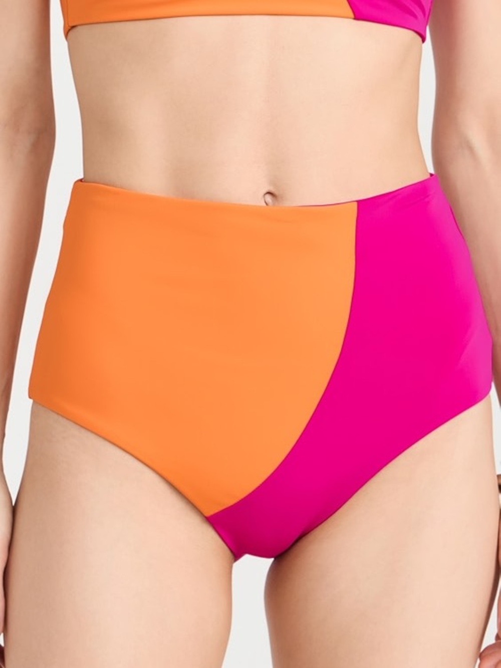 Mara Hoffman Orange & Pink High-Waist Bikini Bottom